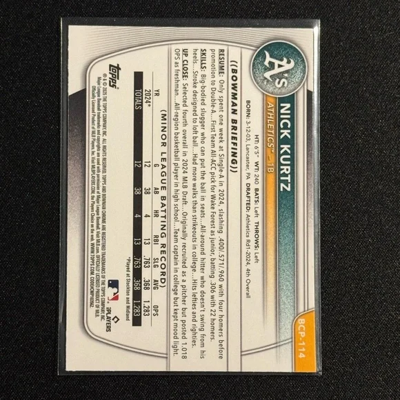 2025 Bowman - Nick Kurtz Chrome Mono Refractor - Picture 2 of 2